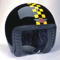 Davida Jet Two Tone Helmet - Black / Yellow Cheque