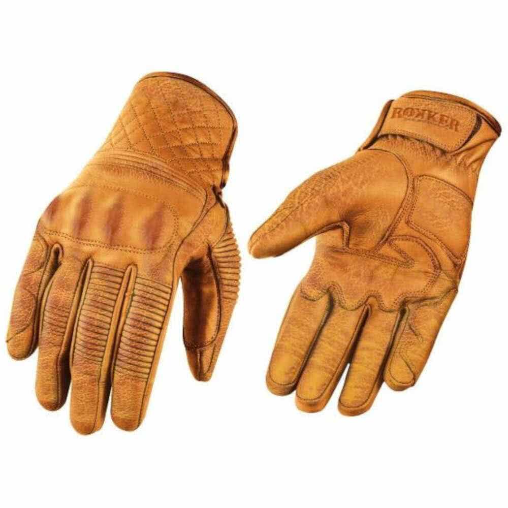 brown leather motorbike gloves